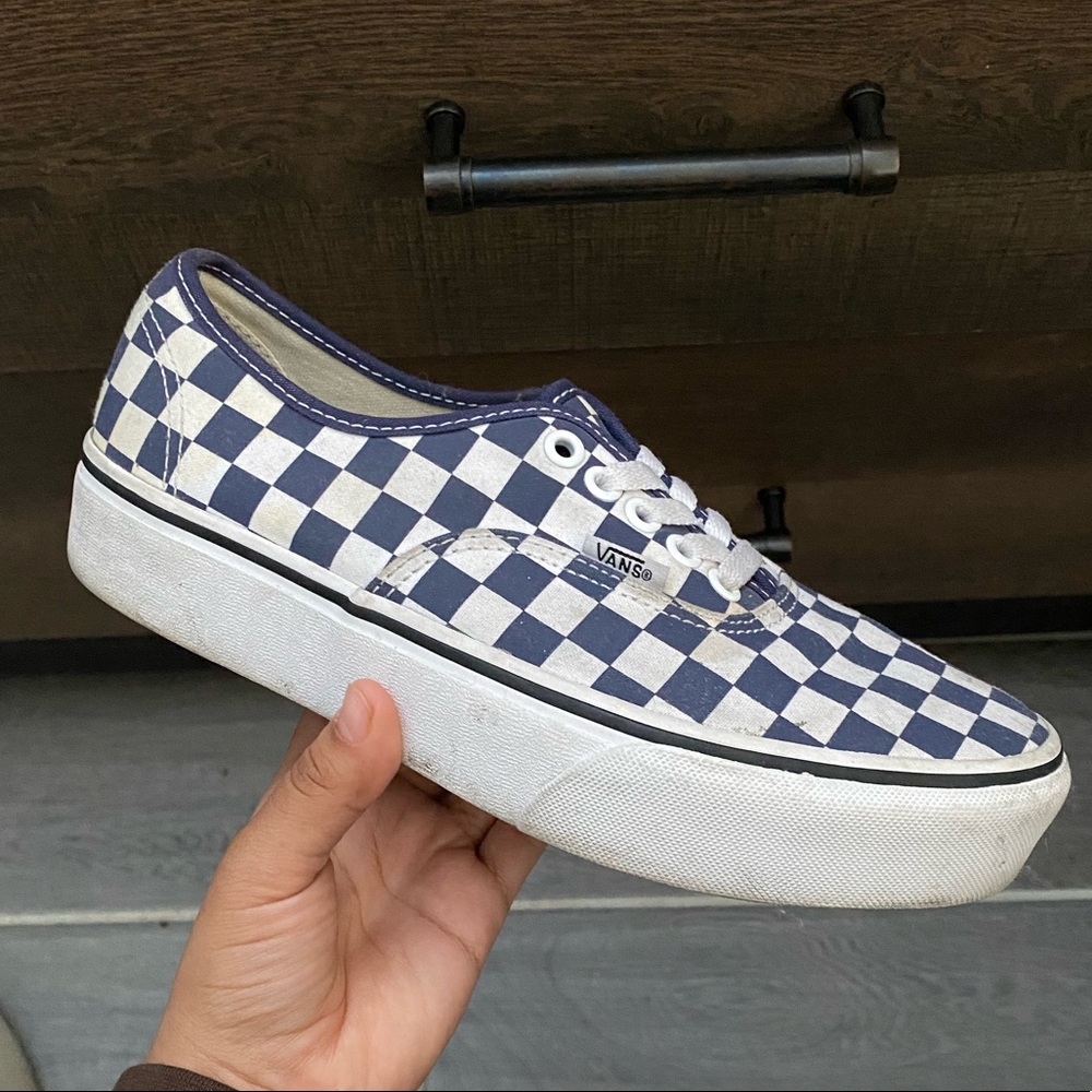 Blue Checkered Platform Vans